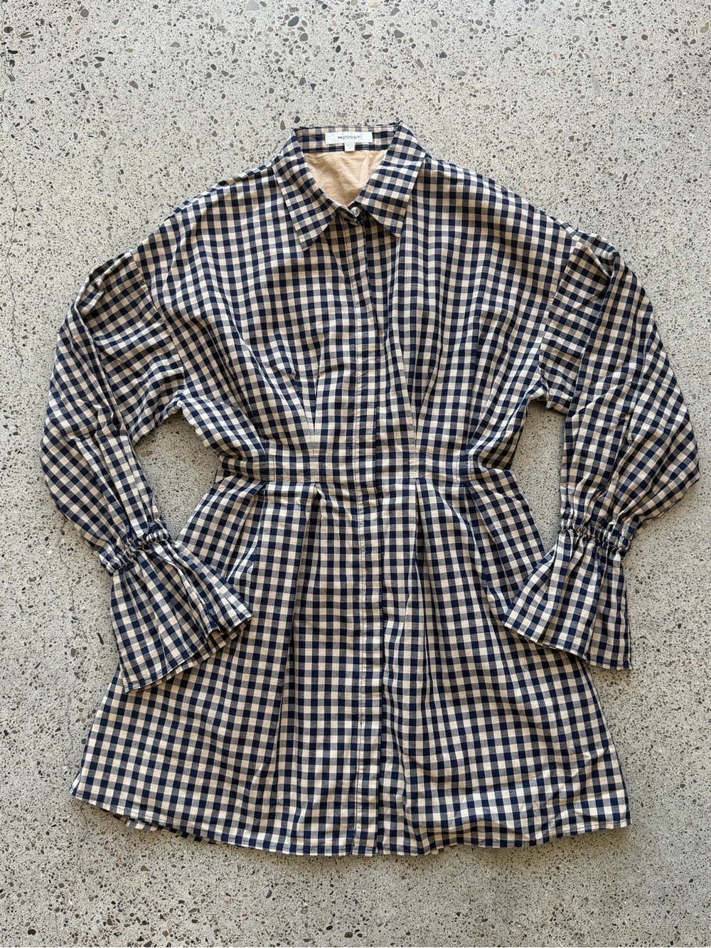 MOUSSY| Gingham Peplum Shirt Blouse